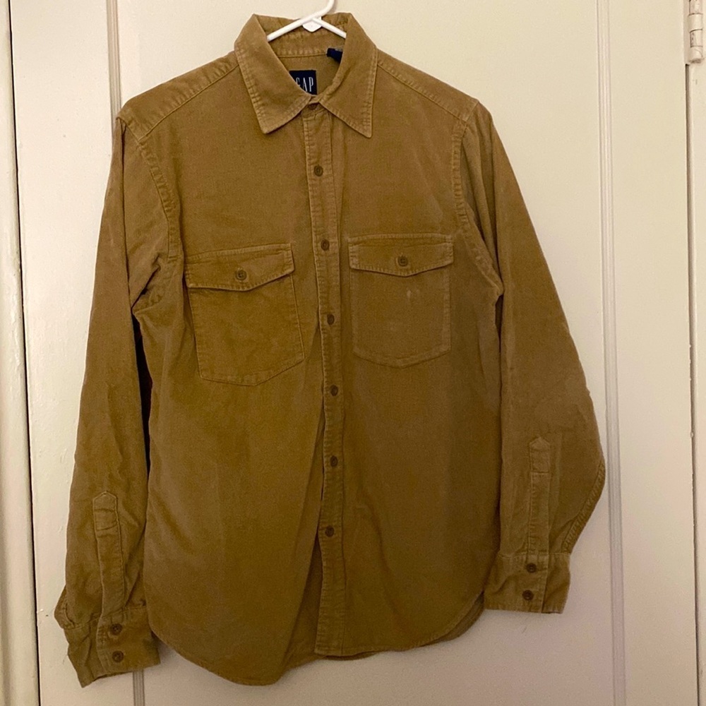 gap button down dull gold size: XS